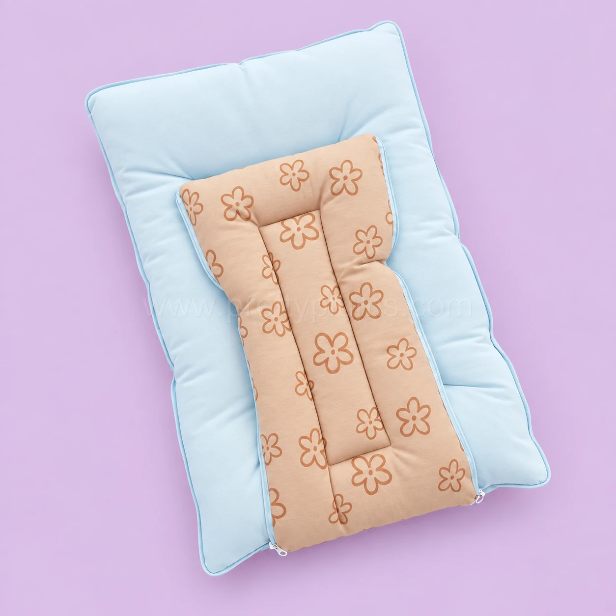 Premium Soft Cotton Kangaroo Wrapper(65x35cm) - Brown Flower with Light Blue - KW1 - Image 2