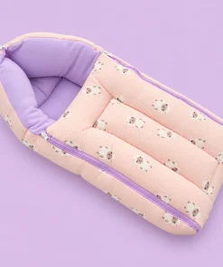 Premium Soft Cotton Kangaroo Wrapper(65x35cm) - Light Pink and Little Sheep with Lavender - KW1