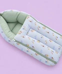 Premium Soft Cotton Kangaroo Wrapper(65x35cm) - Light Blue and Snoopy with Light Green - KW1