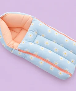 Premium Soft Cotton Kangaroo Wrapper(65x35cm) - Light Blue Floral with Peach - KW1