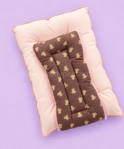 Premium Soft Cotton Kangaroo Wrapper(65x35cm) - Coffee Brown with Teddy and Light Pink - KW1 - Image 2