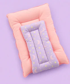 Premium Soft Cotton Kangaroo Wrapper(65x35cm) - Lavender with Yellow Star and Moon with Pink - KW1 - Image 2