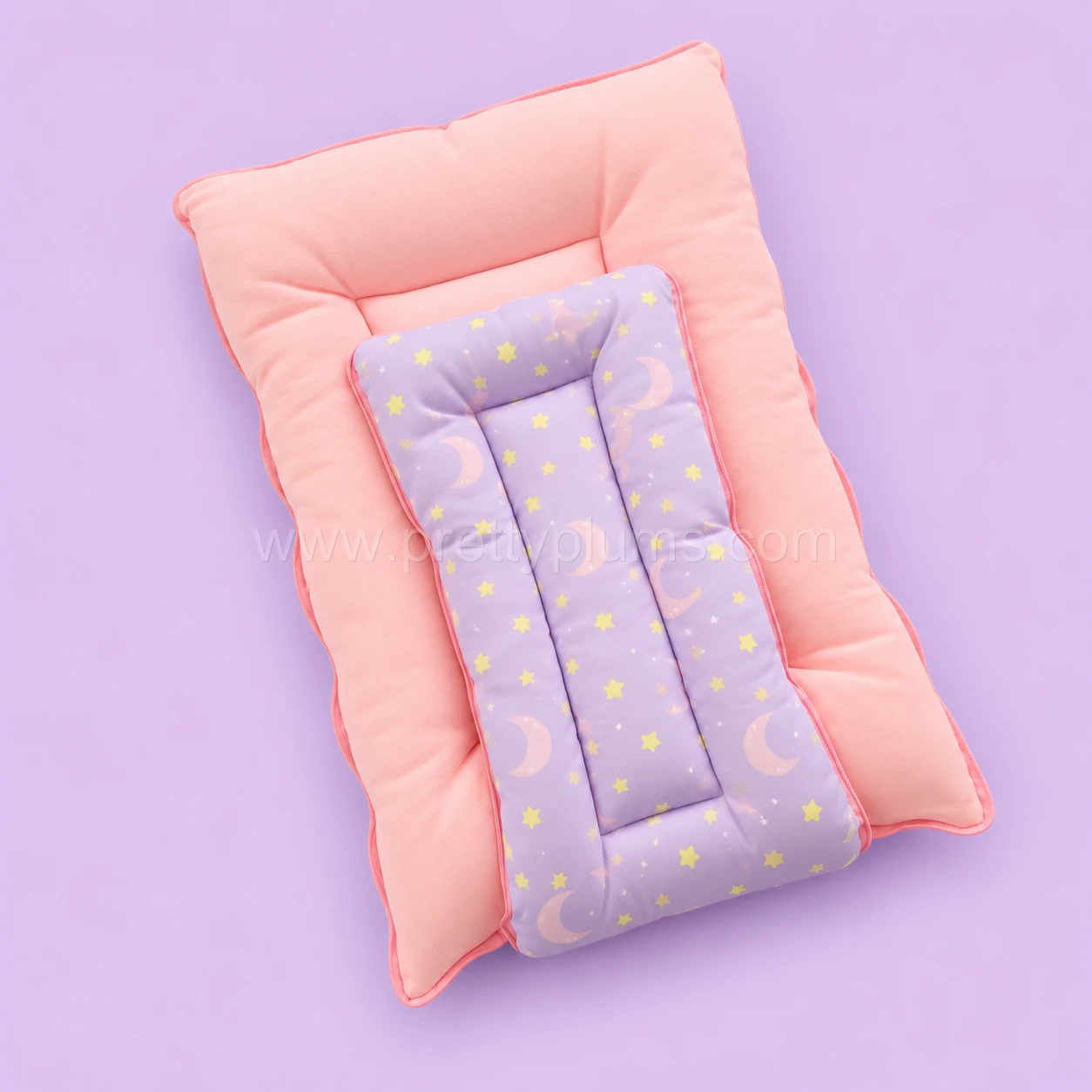 Premium Soft Cotton Kangaroo Wrapper(65x35cm) - Lavender with Yellow Star and Moon with Pink - KW1 - Image 2