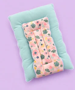 Premium Soft Cotton Kangaroo Wrapper(65x35cm) - Pink with Floral and Green - KW1 - Image 2