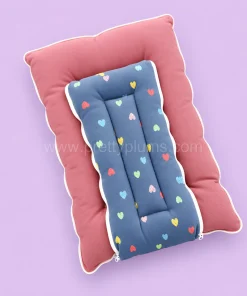 Premium Soft Cotton Kangaroo Wrapper(65x35cm) - Dark Blue and Color Hear with Dark Pink - KW1 - Image 2