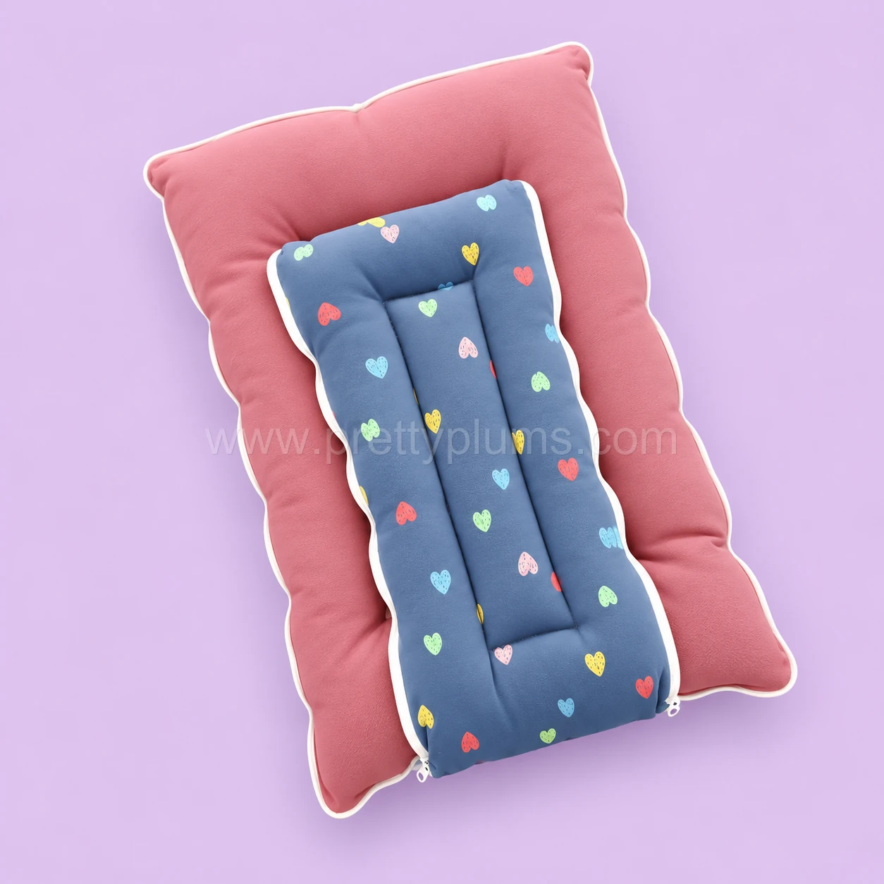 Premium Soft Cotton Kangaroo Wrapper(65x35cm) - Dark Blue and Color Hear with Dark Pink - KW1 - Image 2