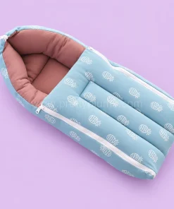 Premium Soft Cotton Kangaroo Wrapper(65x35cm) - Light Blue with Pineapple and Dark Onion Pink - KW1