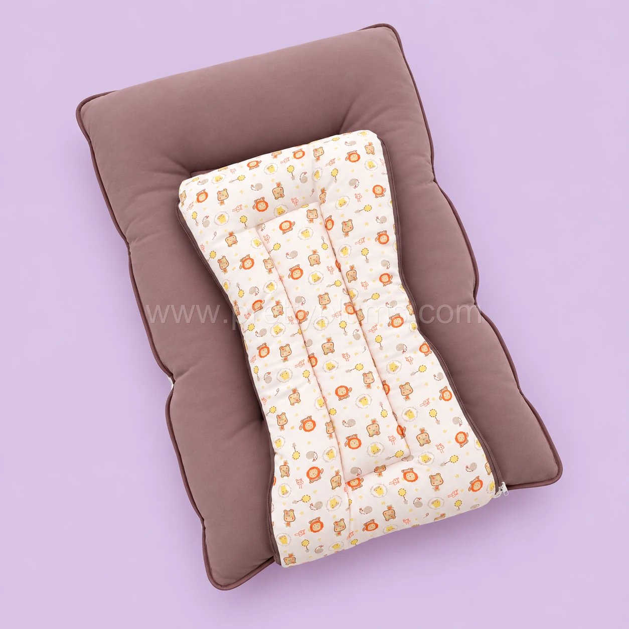 Premium Soft Cotton Kangaroo Wrapper(65x35cm) - Light Pink with Red Animal and Dark Onion Pink - KW1 - Image 2