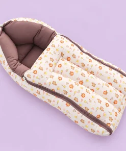Premium Soft Cotton Kangaroo Wrapper(65x35cm) - Light Pink with Red Animal and Dark Onion Pink - KW1