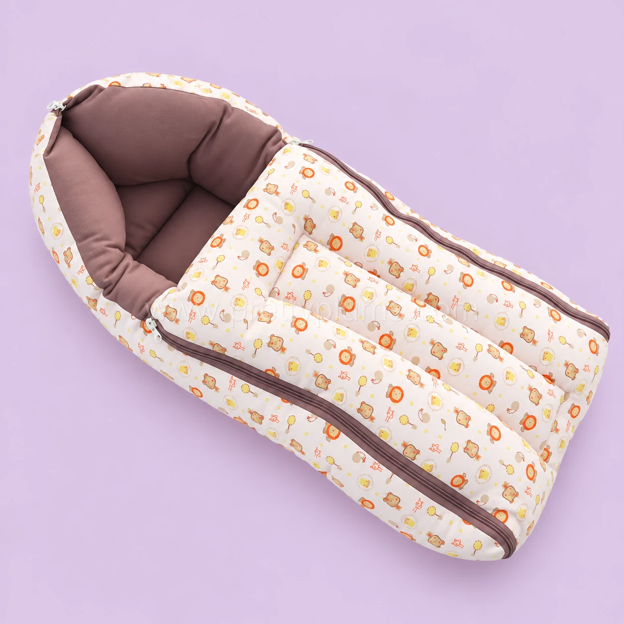 Premium Soft Cotton Kangaroo Wrapper(65x35cm) - Light Pink with Red Animal and Dark Onion Pink - KW1