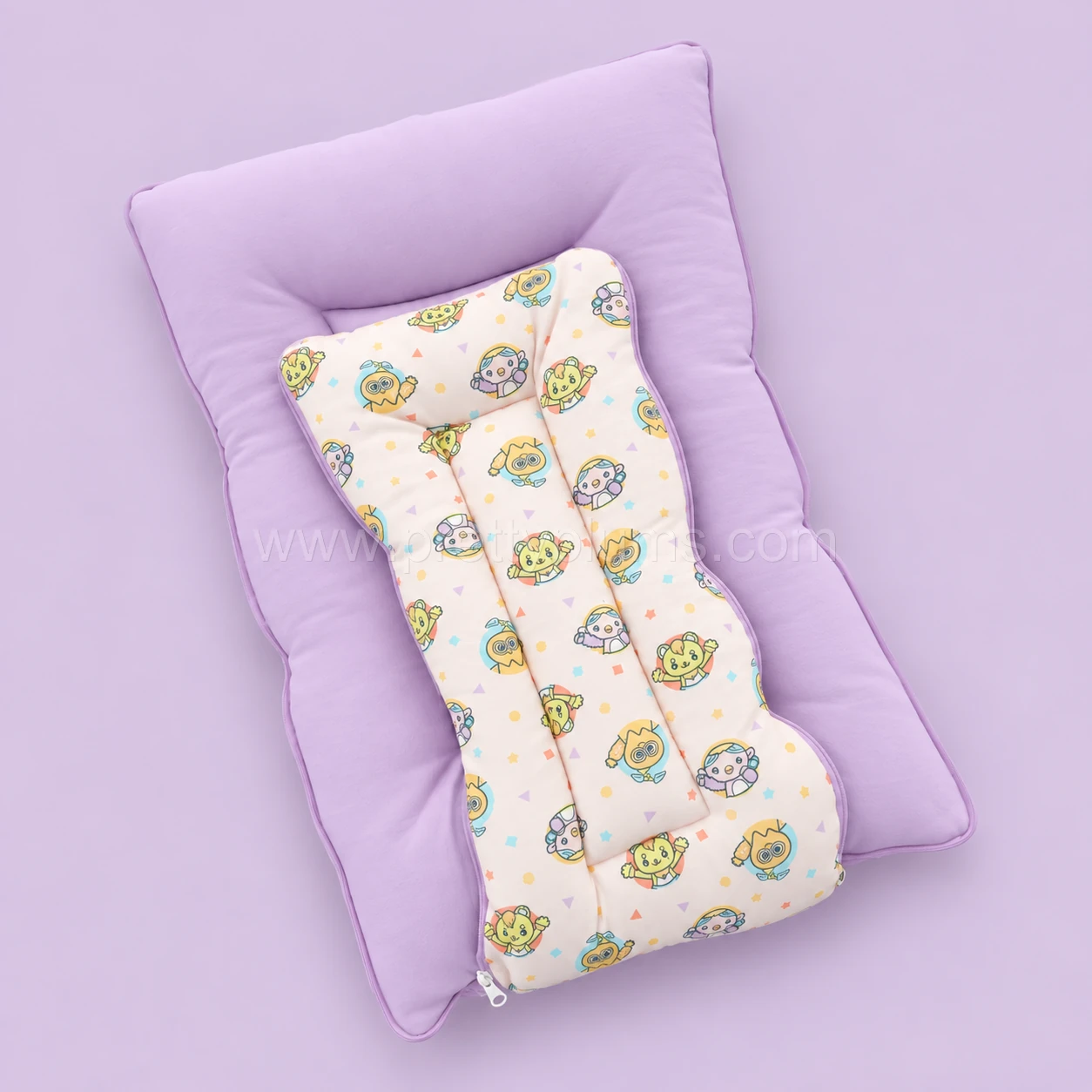 Premium Soft Cotton Kangaroo Wrapper(65x35cm) - Light Pink with Toy Head and Lavender - KW1 - Image 2