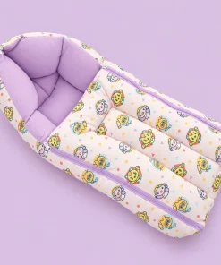 Premium Soft Cotton Kangaroo Wrapper(65x35cm) - Light Pink with Toy Head and Lavender - KW1