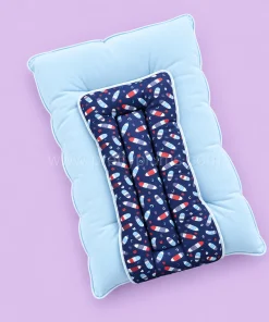 Premium Soft Cotton Kangaroo Wrapper(65x35cm) - Navy Blue with Pencil Print and Light Blue - KW1 - Image 2