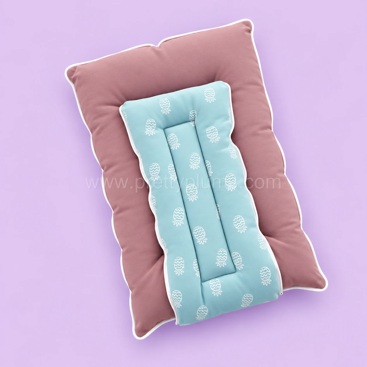 Premium Soft Cotton Kangaroo Wrapper(65x35cm) - Light Blue with Pineapple and Dark Onion Pink - KW1 - Image 2