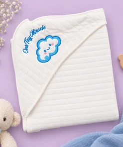 Premium Quilted Baby Hooded Towel (70x70cm) - Blue - BT1