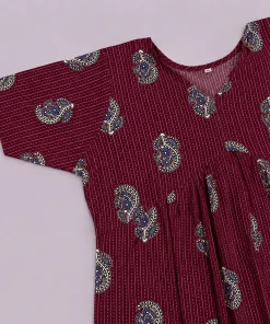 Alternative view of Maternity Front-Open Aliya Cut Kurthi - Maroon - MFN