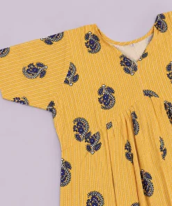 Alternative view of Maternity Front-Open Aliya Cut Kurthi - Yellow - MFN