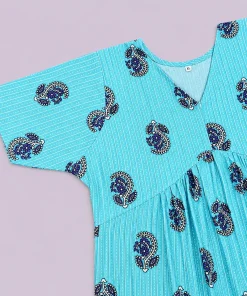 Alternative view of Maternity Front-Open Aliya Cut Kurthi - Blue - MFN