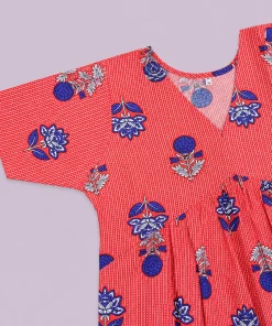 Alternative view of Maternity Front-Open Aliya Cut Kurthi - Red - MFN