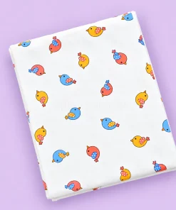 Baby Cotton Hooded Cradle Cloth - White with Bird - CC1