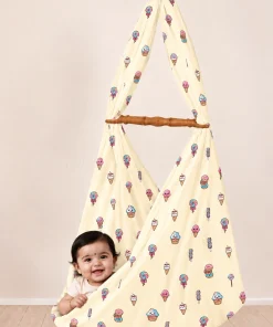 Alternative view of Baby Cotton Hooded Cradle Cloth - Yellow with Ice Cream - CC1